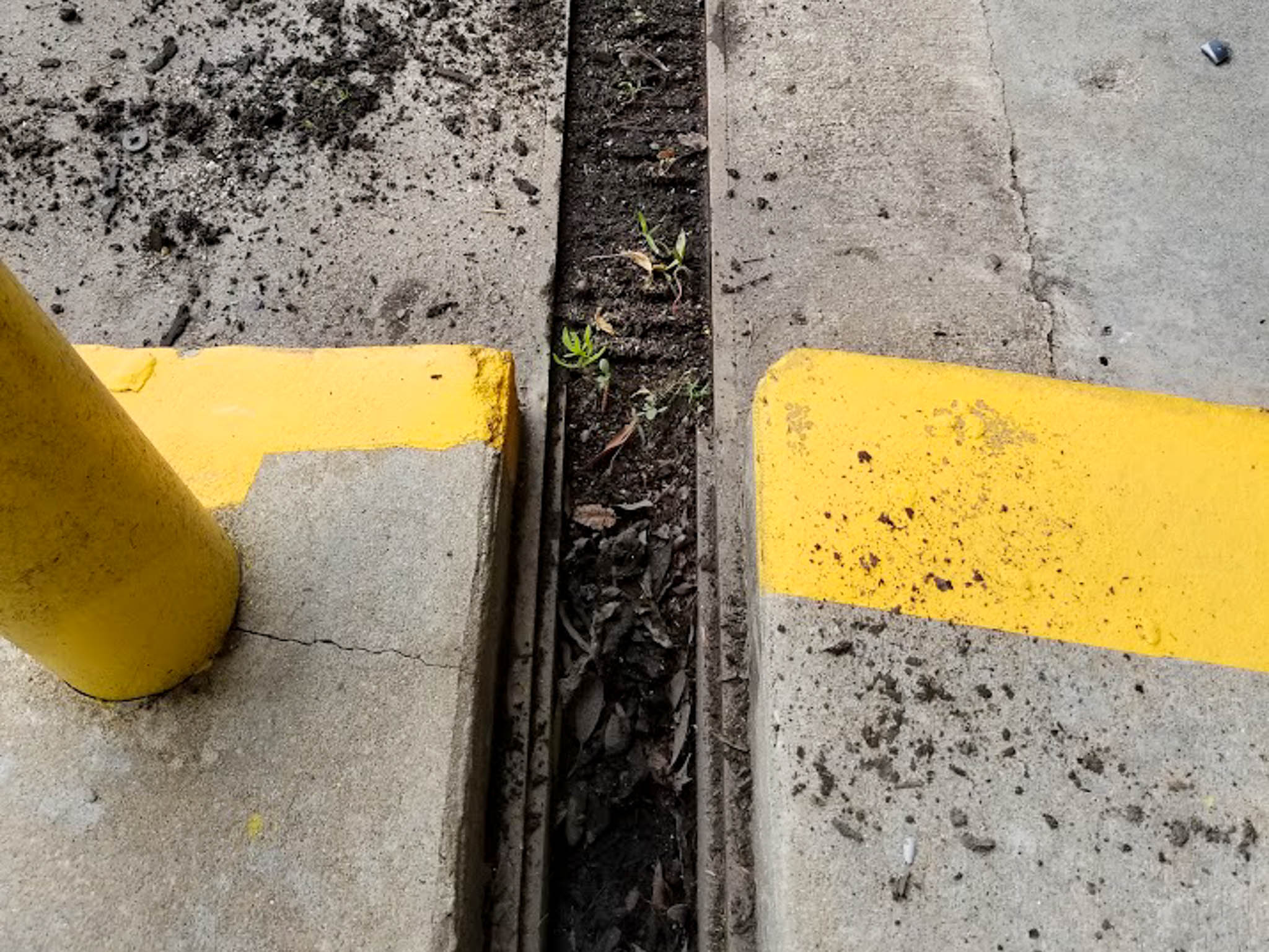 Before parking lot grate and gutter cleaning