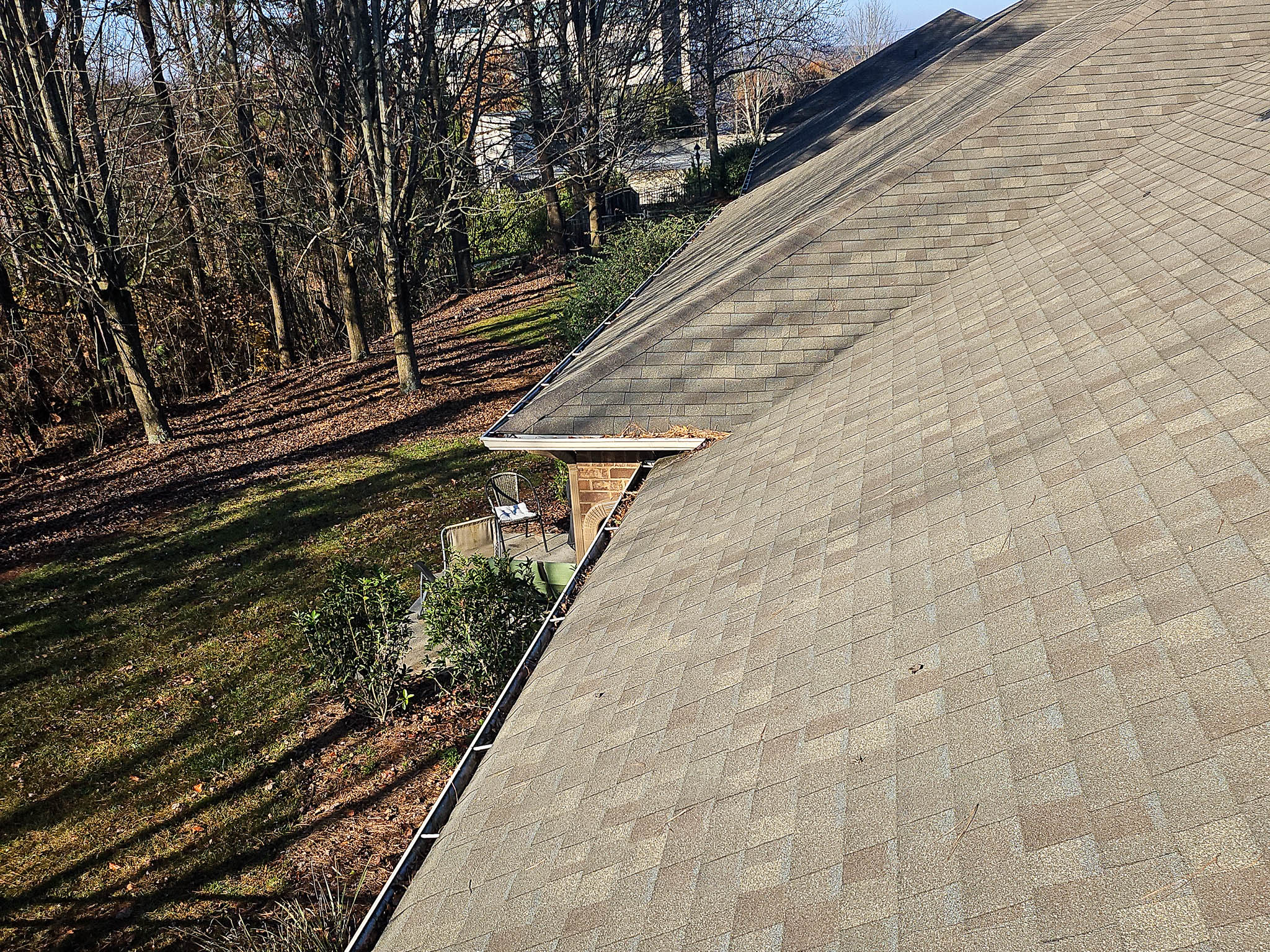 After apartment roof and gutter cleaning