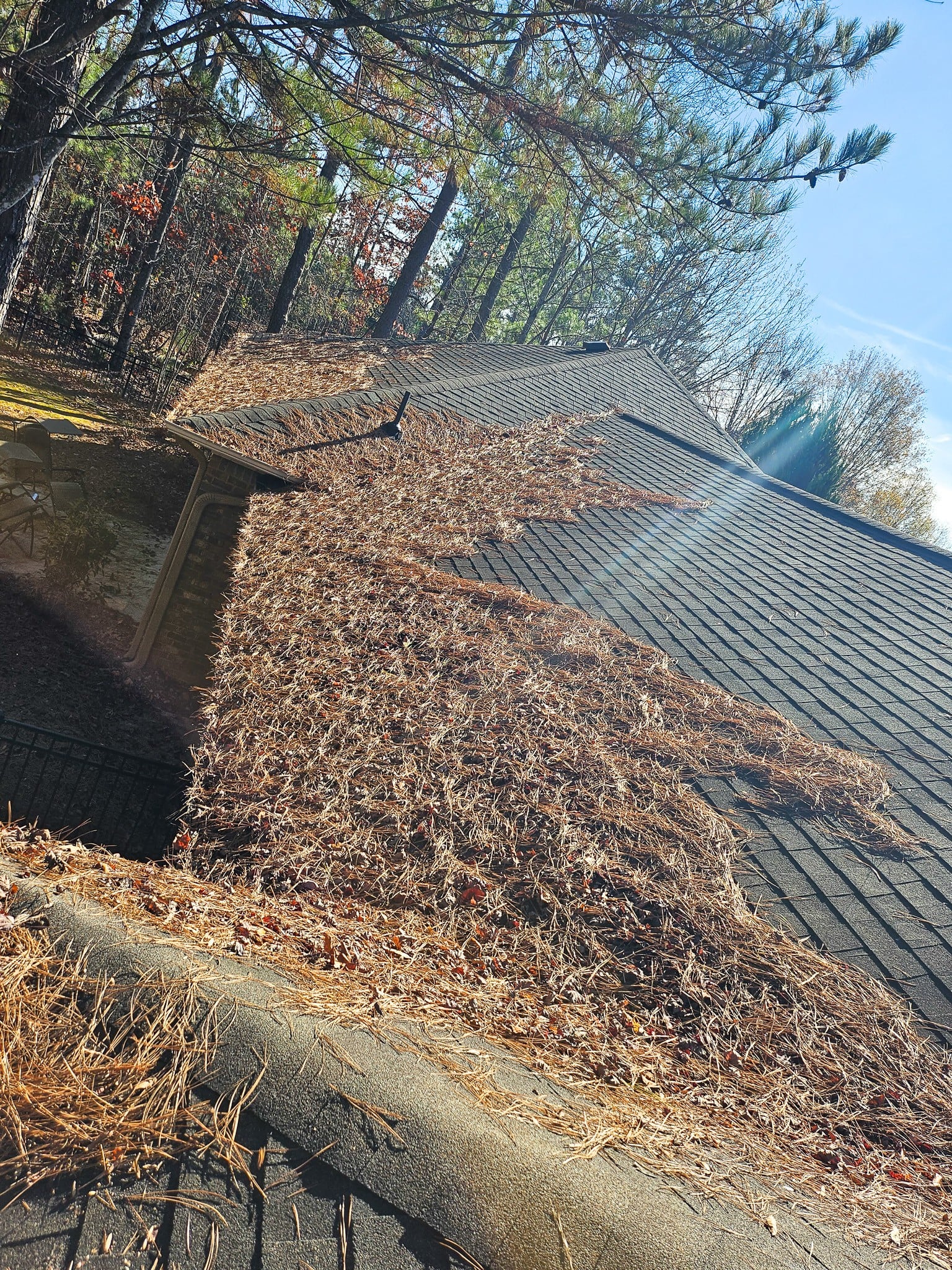 Before apartment roof and gutter cleaning